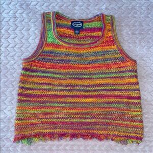 Scoop Kids Crochet Striped Colorful Tank Top